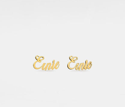 Custom Name Stud Earrings in Sterling Silver