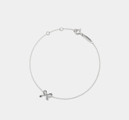 Dainty Bow Tie Charm Bracelet in Sterling Silver