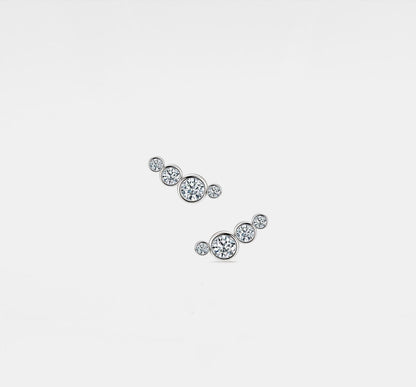 Dainty Moissanite Crawler Earrings in Silver