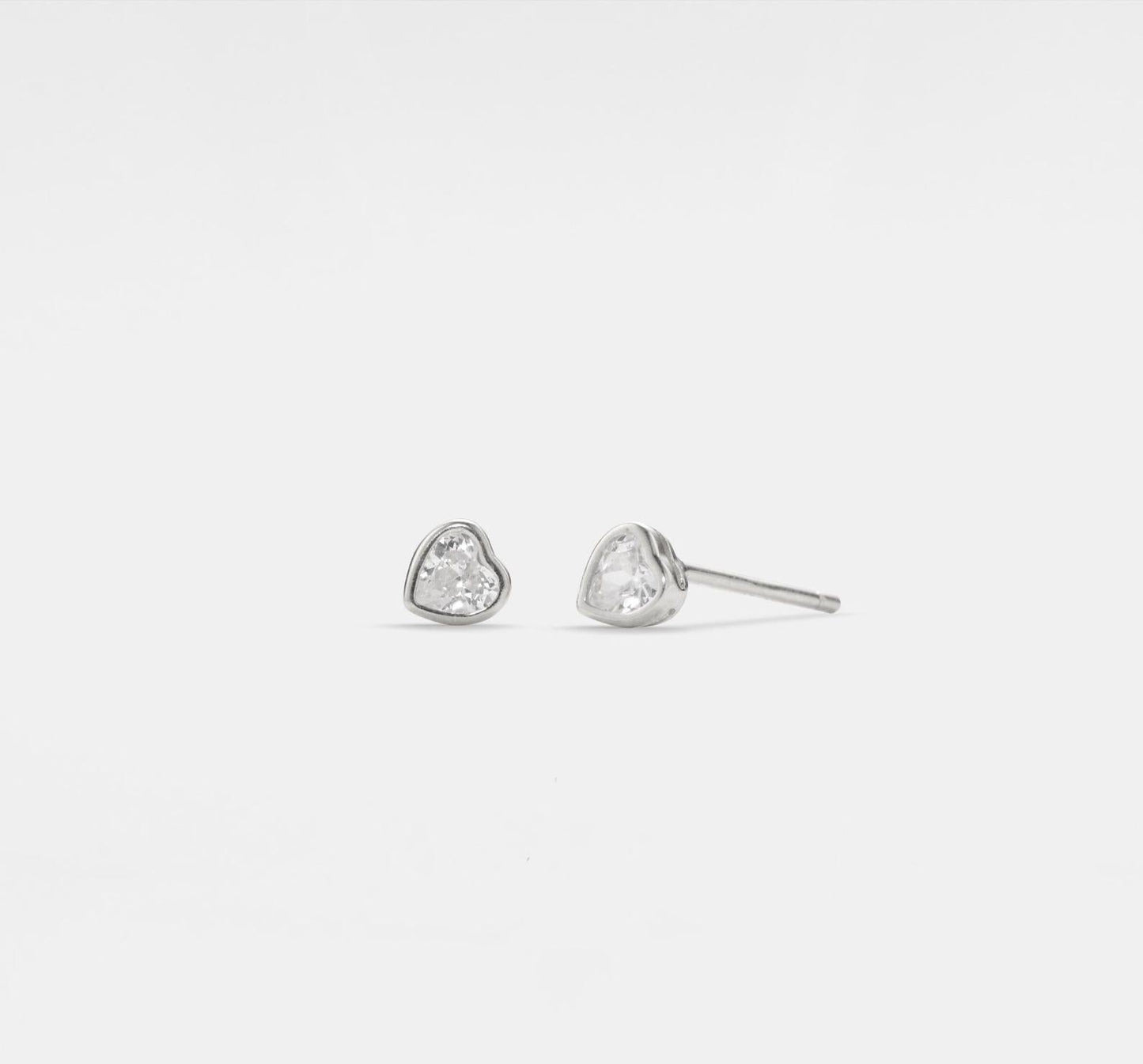 Dainty Gold Heart Stud Earrings in Sterling Silver