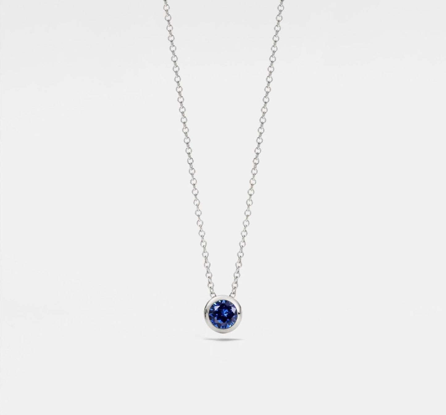 Custom Round Cut Birthstone Necklace in Silver