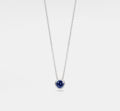 Custom Round Cut Birthstone Necklace in Silver