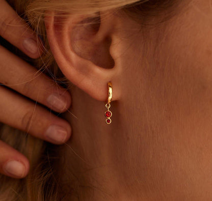 Personalized Minimalist Birthstone Hoop Earrings