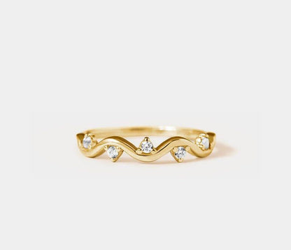 Gold Ocean Wave Beach Ring in Silver