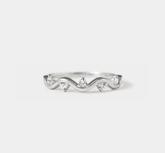 Gold Ocean Wave Beach Ring in Silver