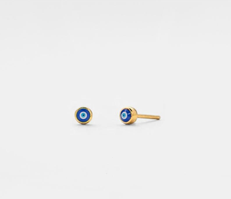 Turkish Evil Eye Sterling Silver Stud Earrings