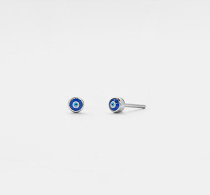 Turkish Evil Eye Sterling Silver Stud Earrings