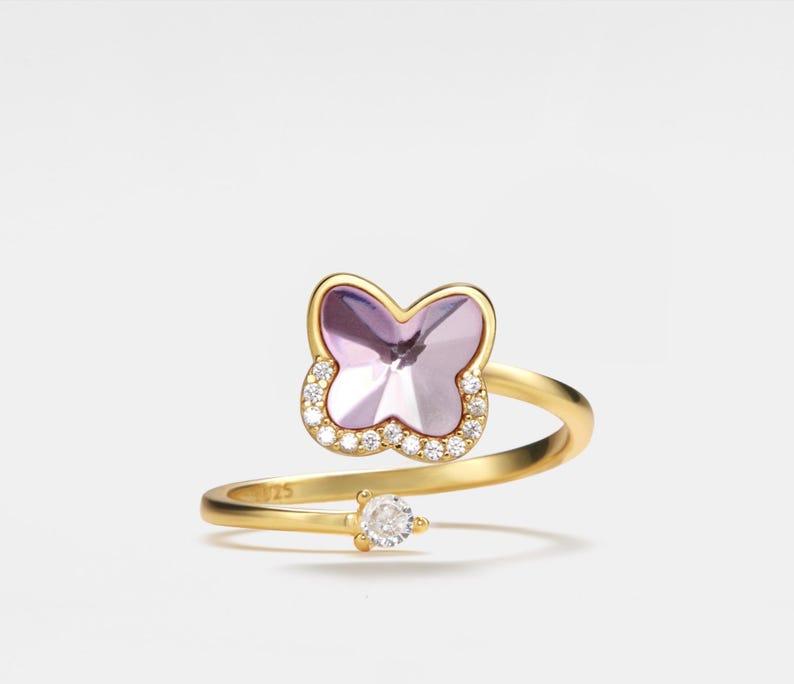 Personalized Purple Butterfly Spinner Ring