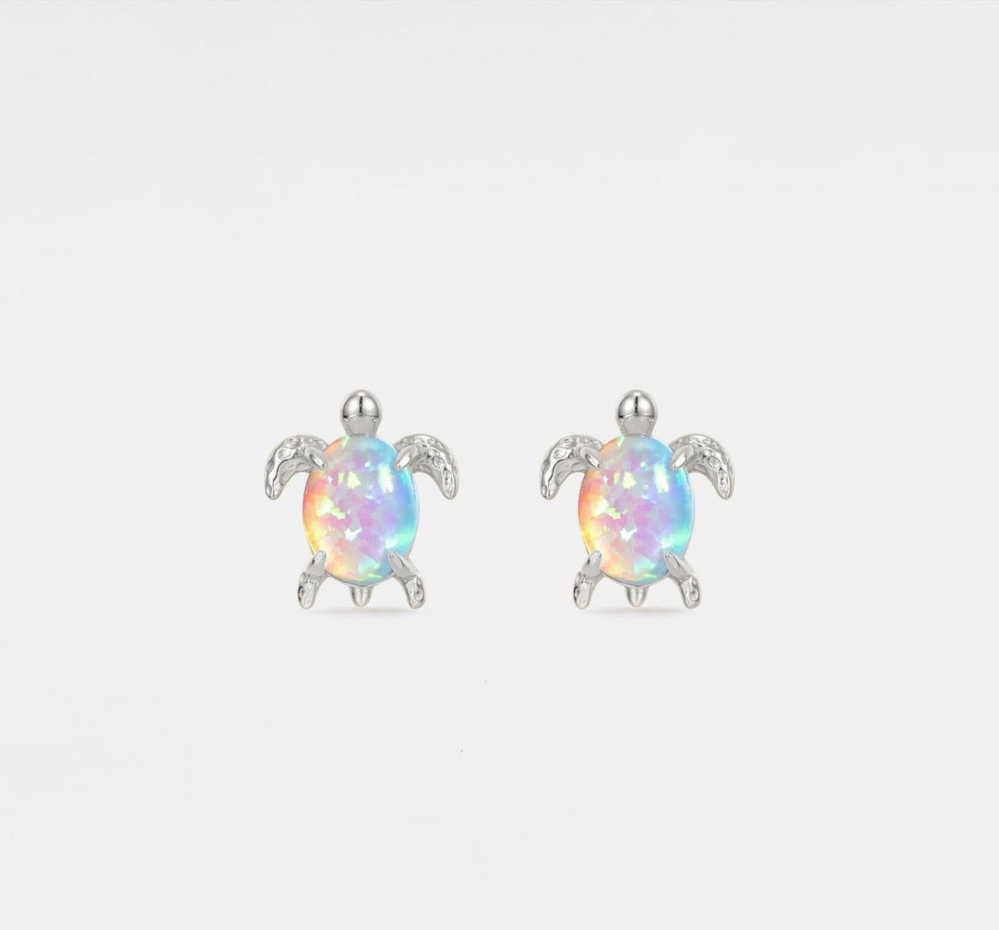 Dainty Opal Sea Turtle Stud Earrings