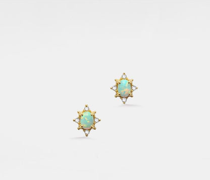 Dainty Opal Star Stud Earrings in Sterling Silver