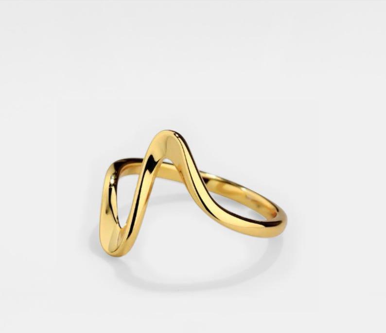 Ocean Wave Stacking Ring in Silver and Gold