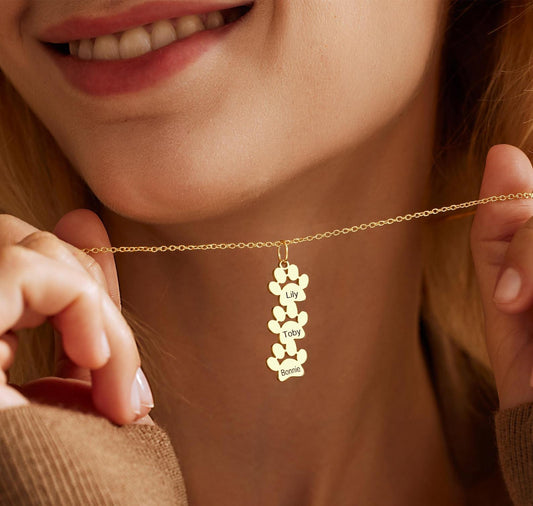 Personalized Tiny Paw Print Necklace