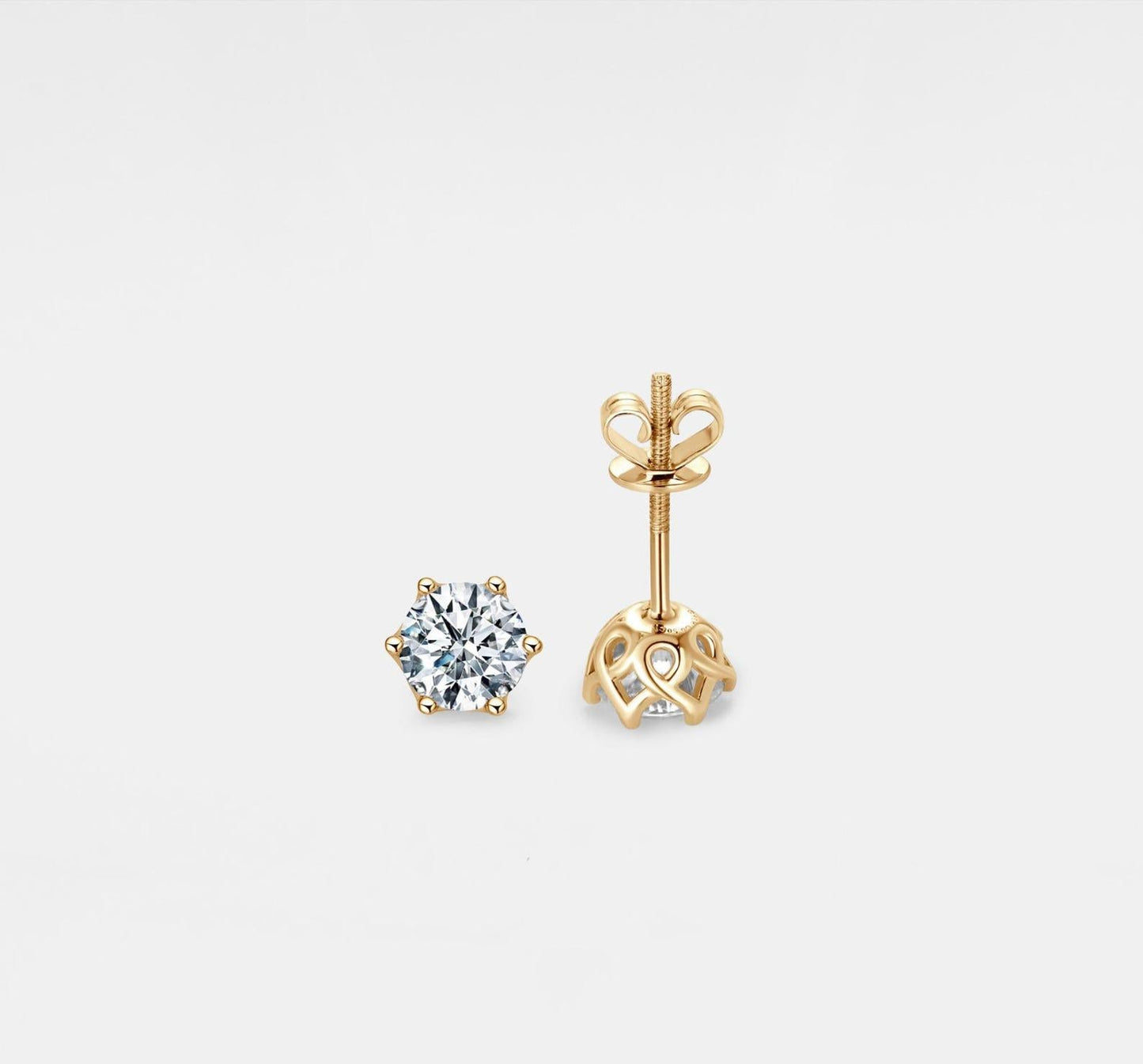 Dainty Moissanite Stud Earrings in 10K Gold