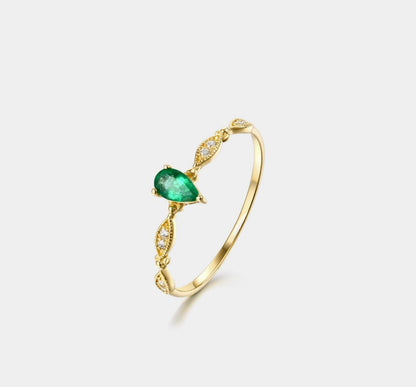 Emerald Eye Gold Stacking Ring