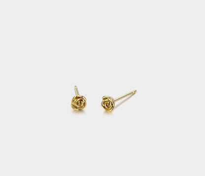 Tiny Gold Rose Flower Stud Earrings