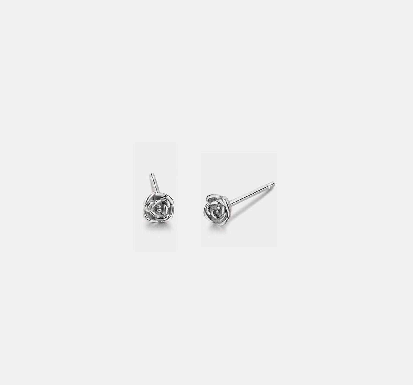 Tiny Gold Rose Flower Stud Earrings