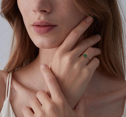 Natural Opal Stacking Ring in Gold Silver