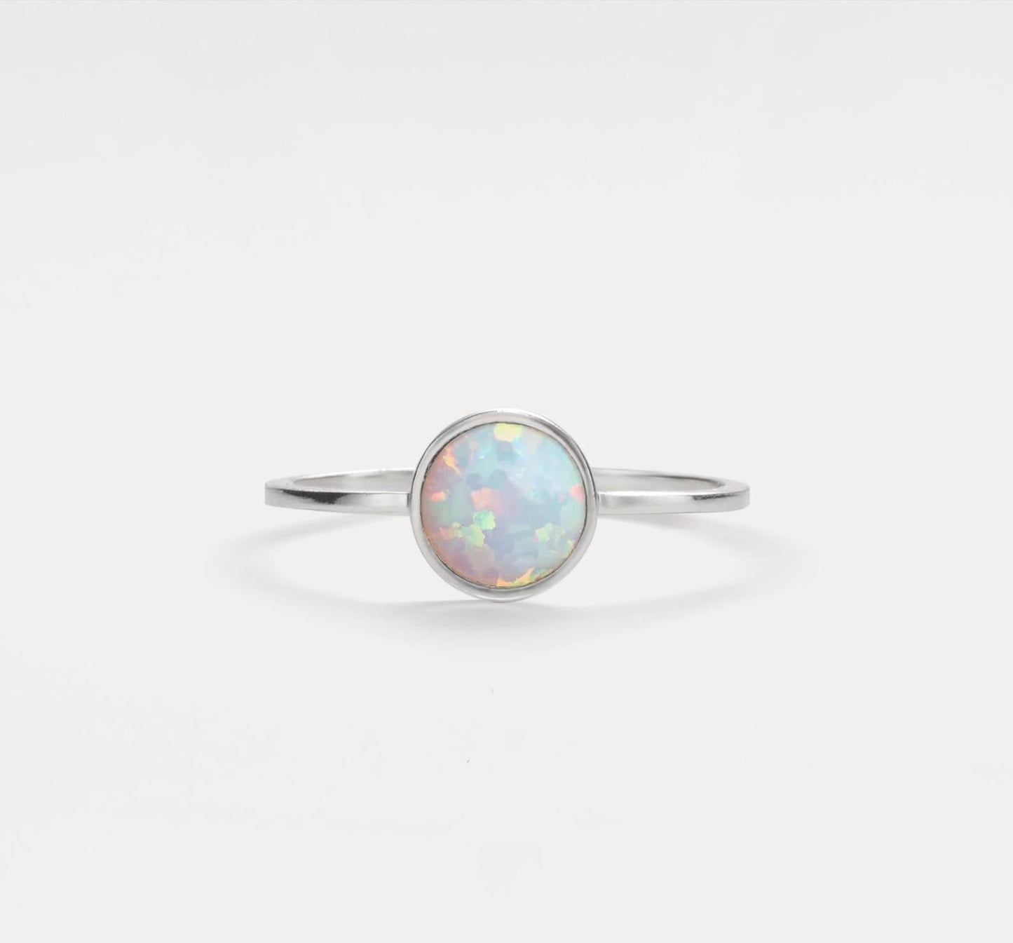 Natural Opal Stacking Ring in Gold Silver