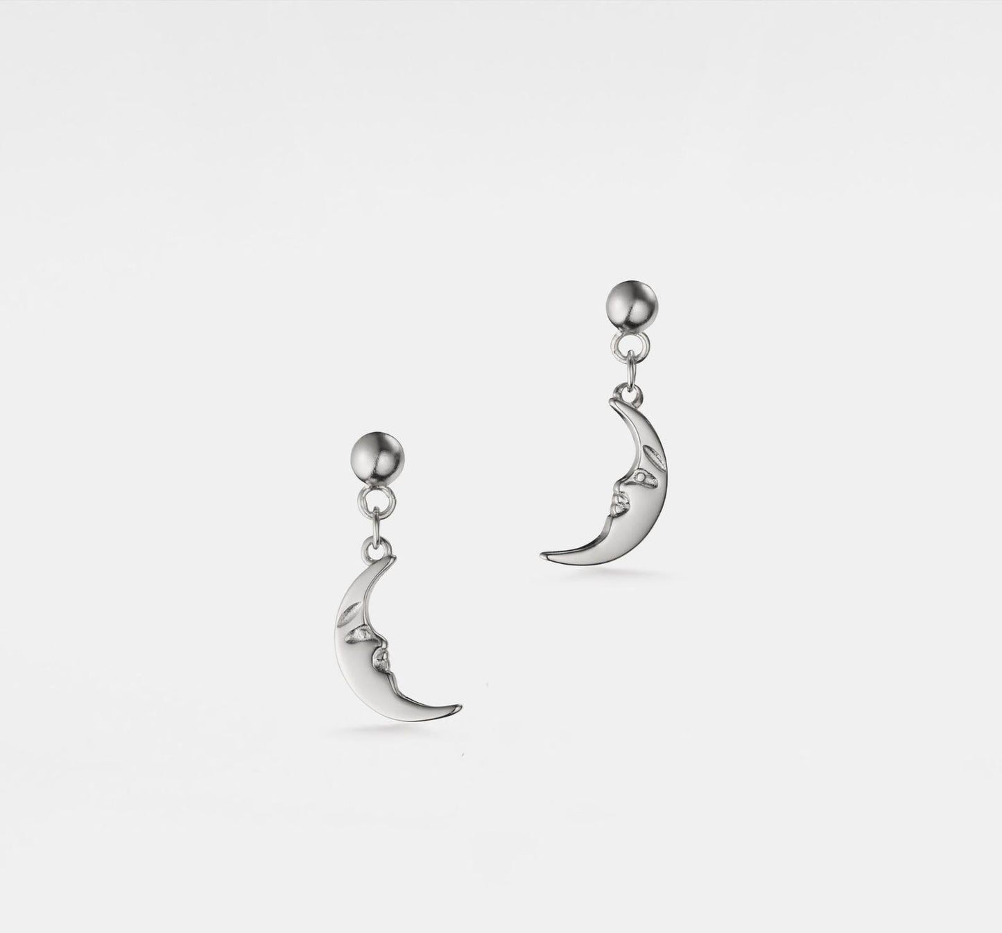 Crescent Moon Drop Earrings in Gold and Silver