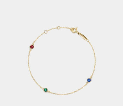 Gold Three Birthstone Stacking Bracelet