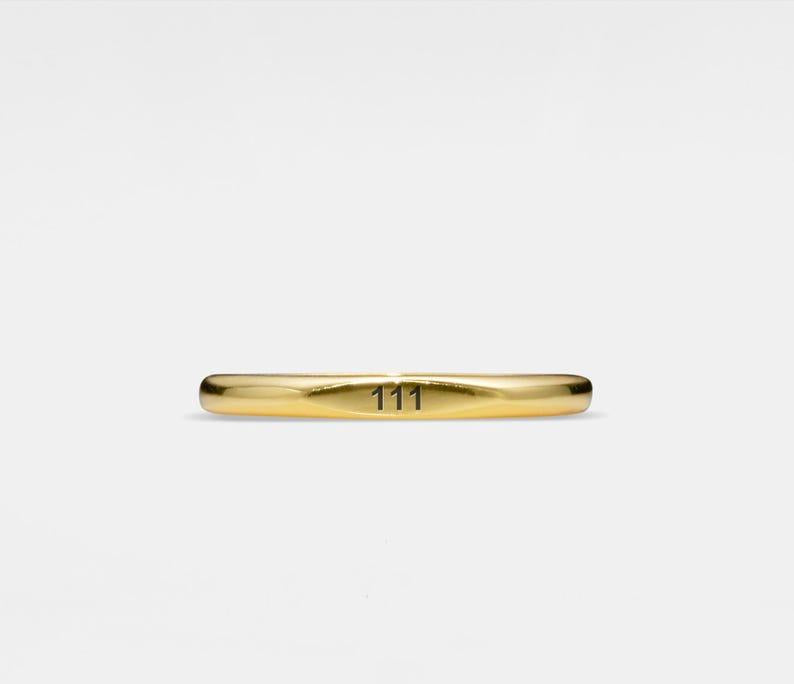 Custom Gold Angel Number Band Ring