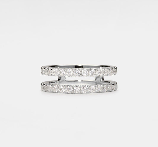 Moissanite Double Row Ring Guard in Silver