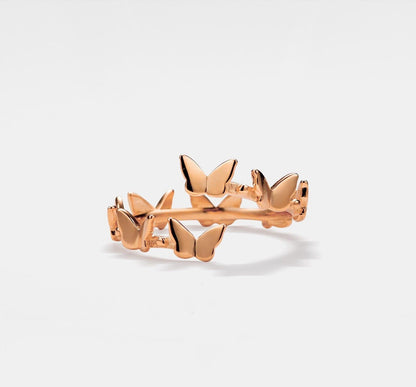 Gold Butterfly Bypass Ring in Sterling Silver