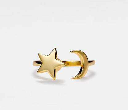 Dainty Moon Star Fidget Spinner Ring