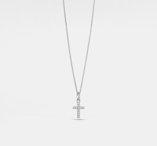 Dainty Cross Charm Pendant Necklace in Silver