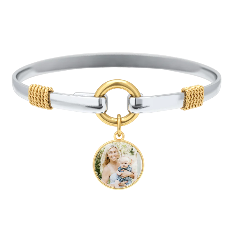 Custom Photo Two-Tone Charm Bracelet