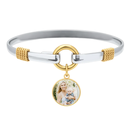 Custom Photo Two-Tone Charm Bracelet