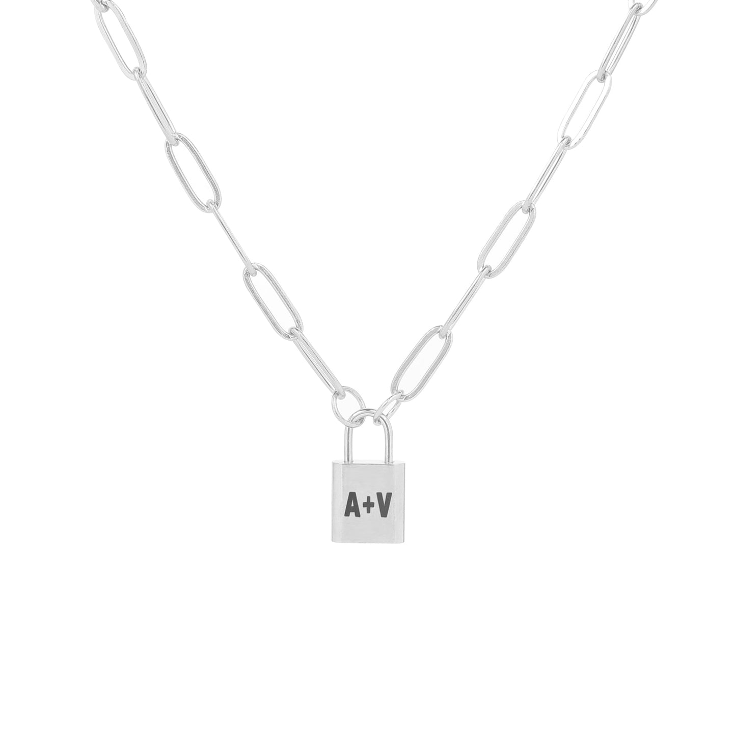 Personalized Initial Lock Pendant Necklace