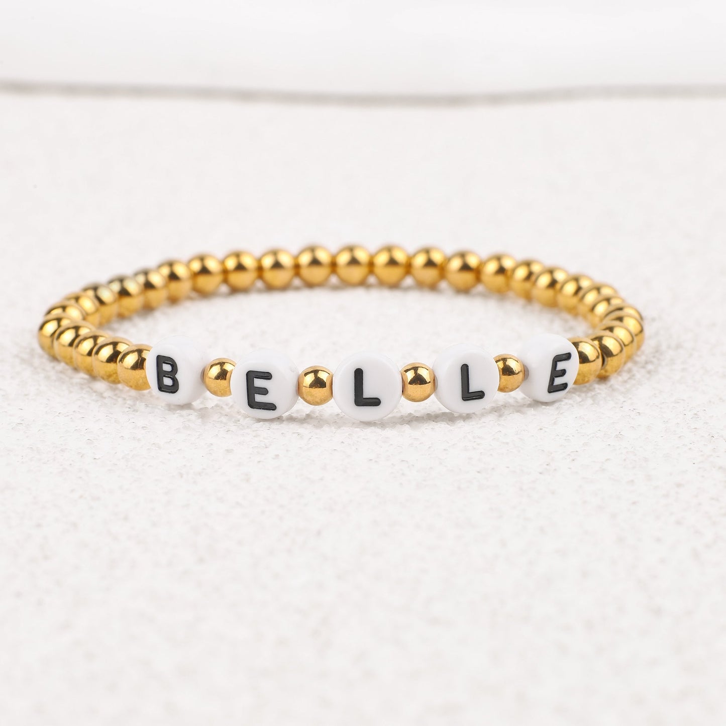 Personalized Gold Beaded Name Bracelet