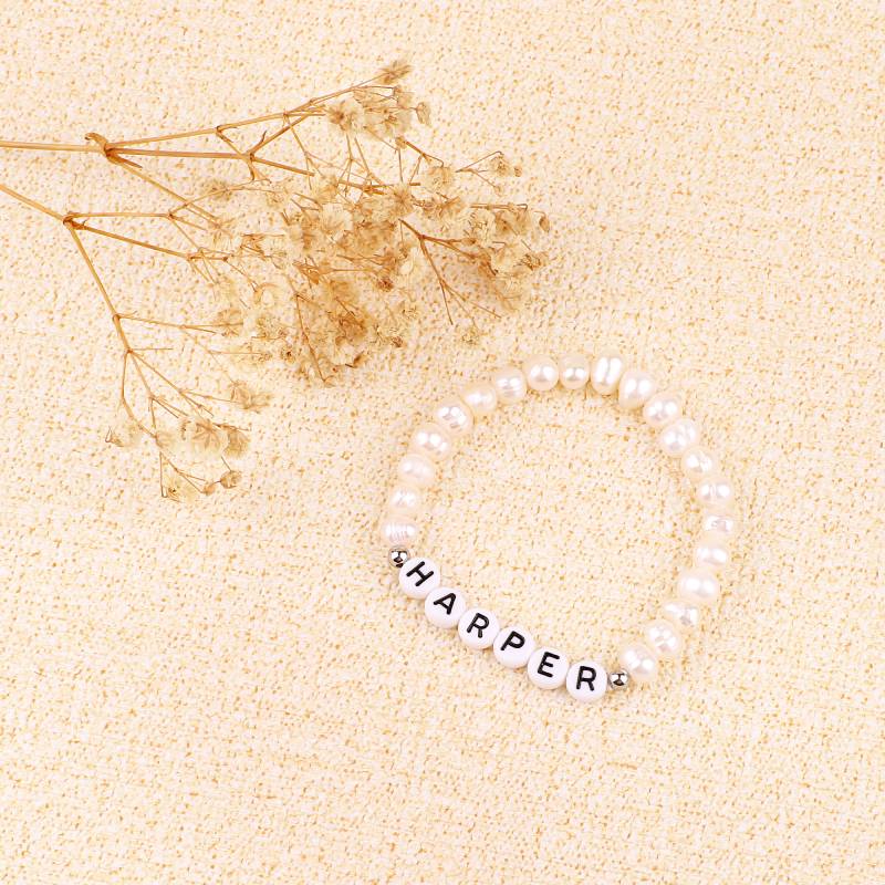 Personalized Pearl Beaded Bracelet