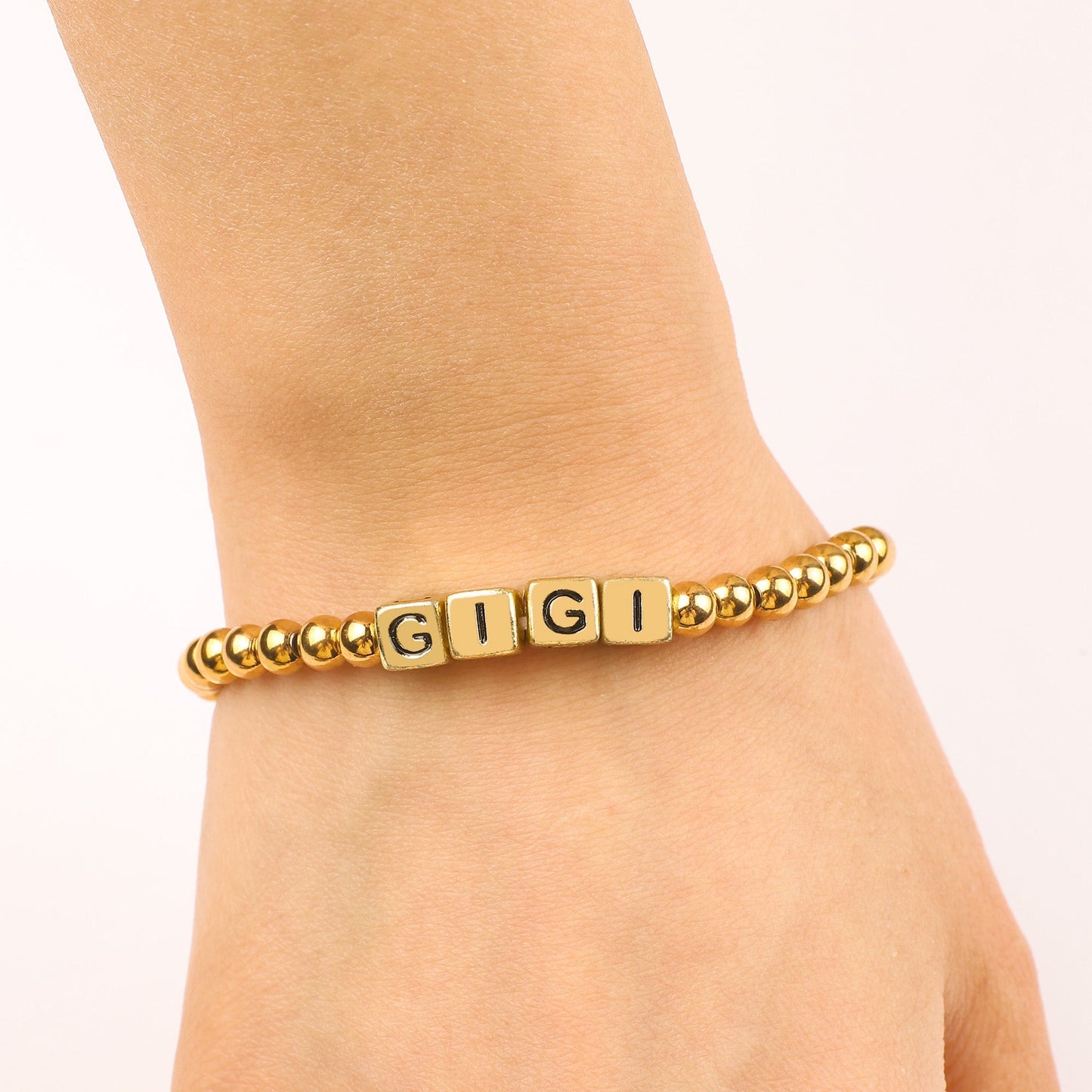 Personalized Waterproof Gold Beaded Bracelet