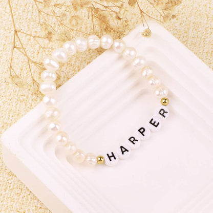 Personalized Pearl Beaded Bracelet