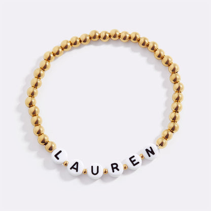 Personalized Gold Beaded Name Bracelet