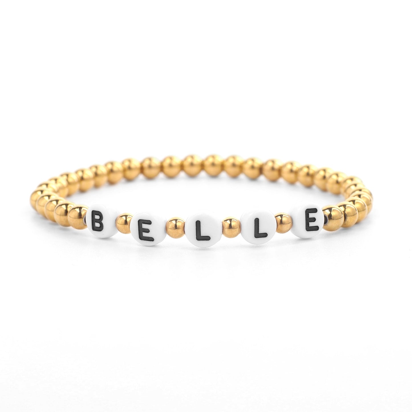 Personalized Gold Beaded Name Bracelet