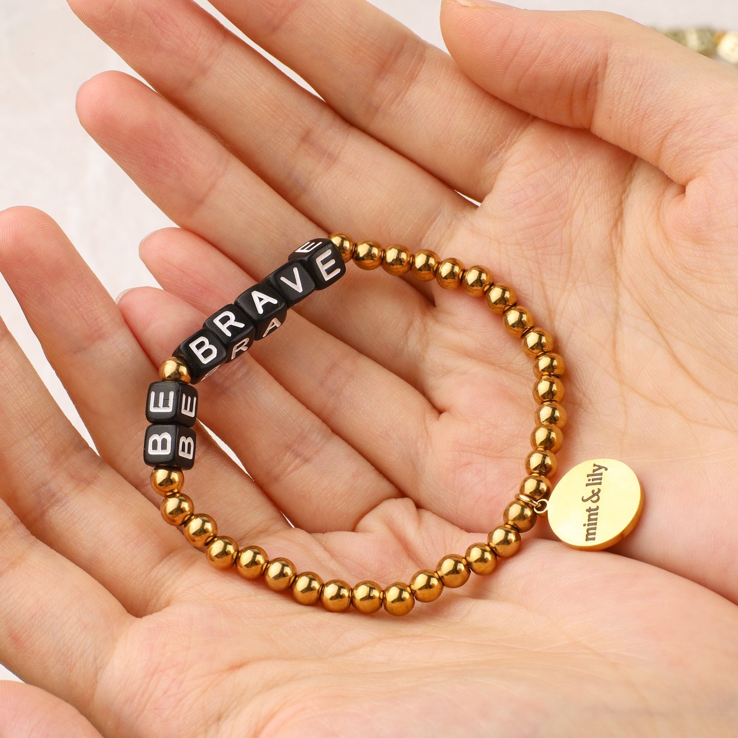 Personalized Waterproof Gold Beaded Bracelet