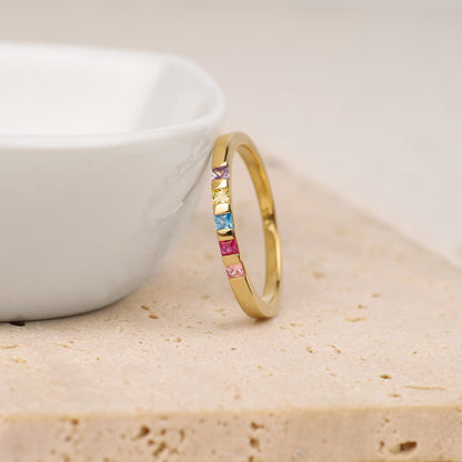 Personalized Birthstone Band Ring