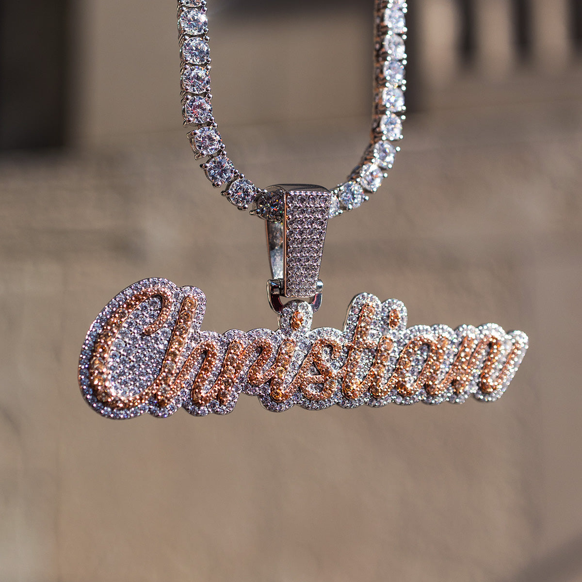 Personalized Two-Tone Script Necklace