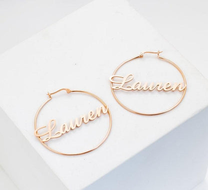 Personalized Silver Gold Hoop Earrings