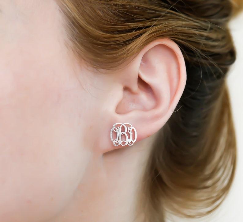 Personalized Sterling Silver Monogram Earrings