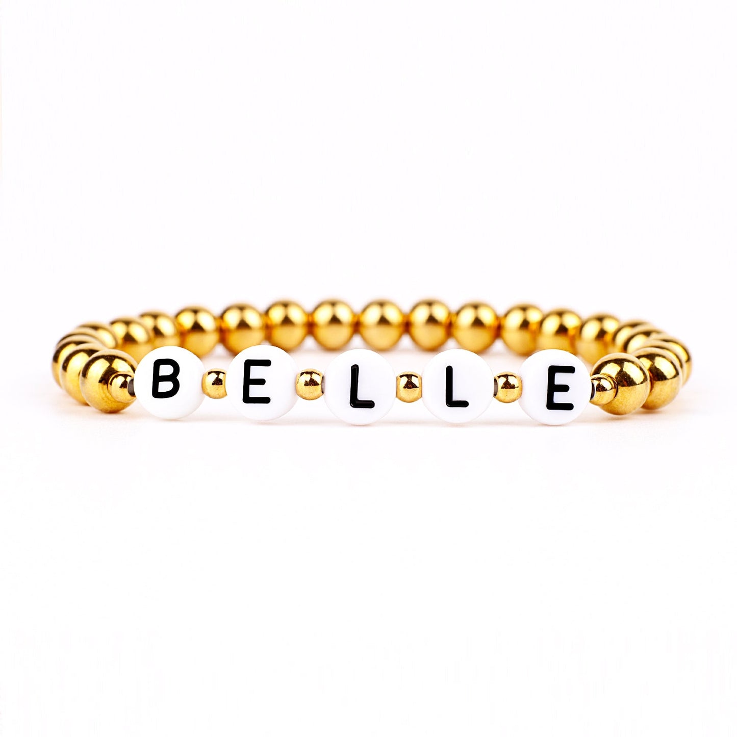 Personalized Gold Beaded Name Bracelet