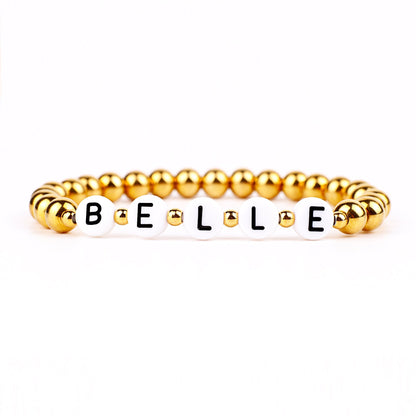 Personalized Gold Beaded Name Bracelet