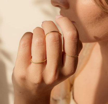 Dainty Mixed Metal Stacking Ring Set