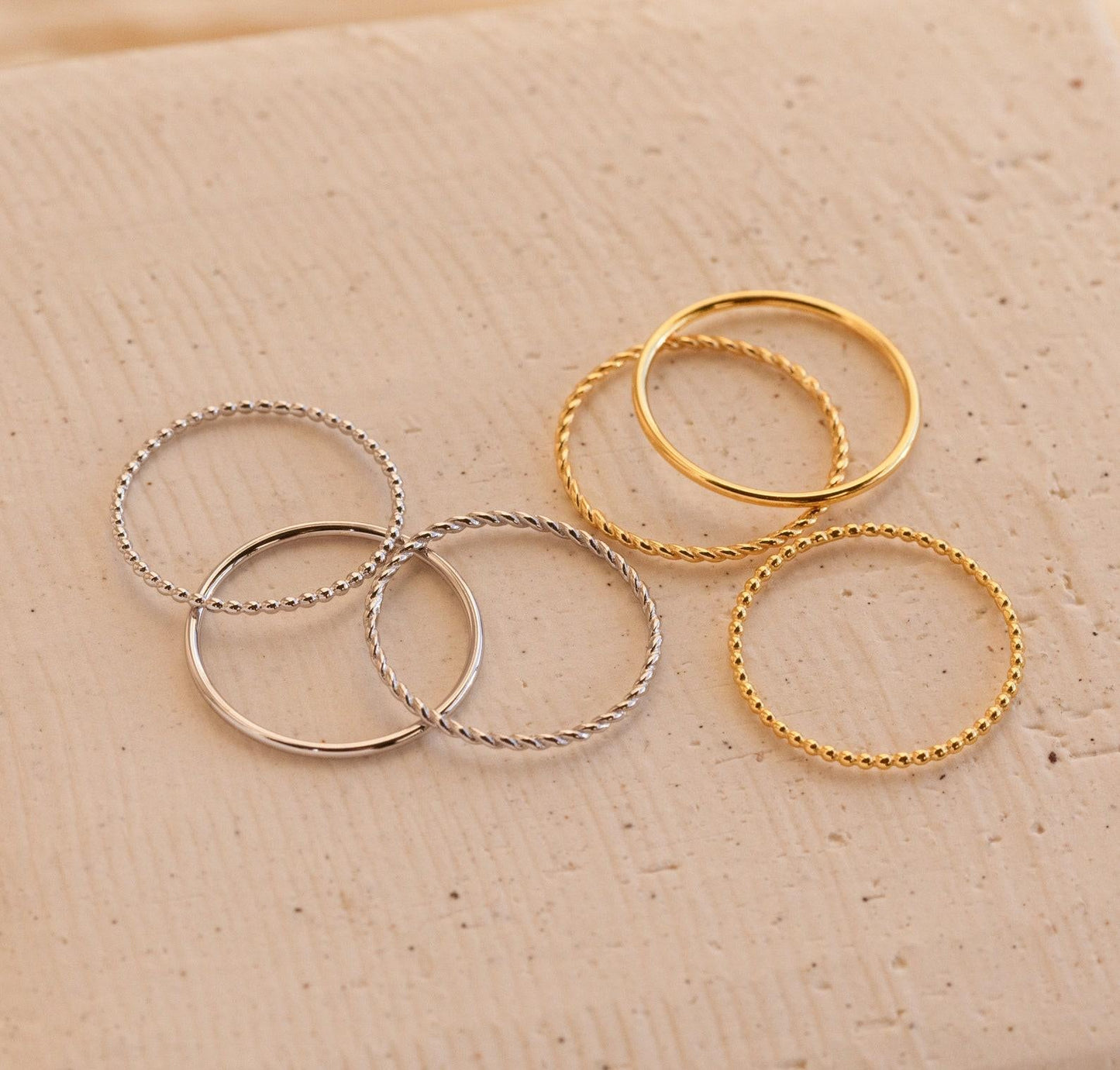 Dainty Mixed Metal Stacking Ring Set