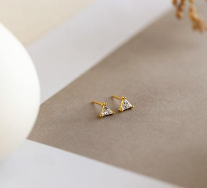 Triangle Diamond Stud Earrings - Lightweight Geometric