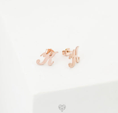 Personalized Dainty Initial Earrings in Silver Gold Rose Gold