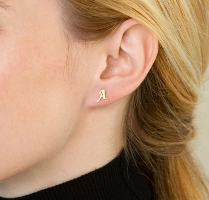 Personalized Minimalist Initial Earrings in Silver Gold Rose Gold